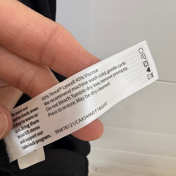 Eileen Fisher Black Tencel Viscose Wrap Midi Dress Short Sleeve WOMEN 4 - Picture 4 of 8